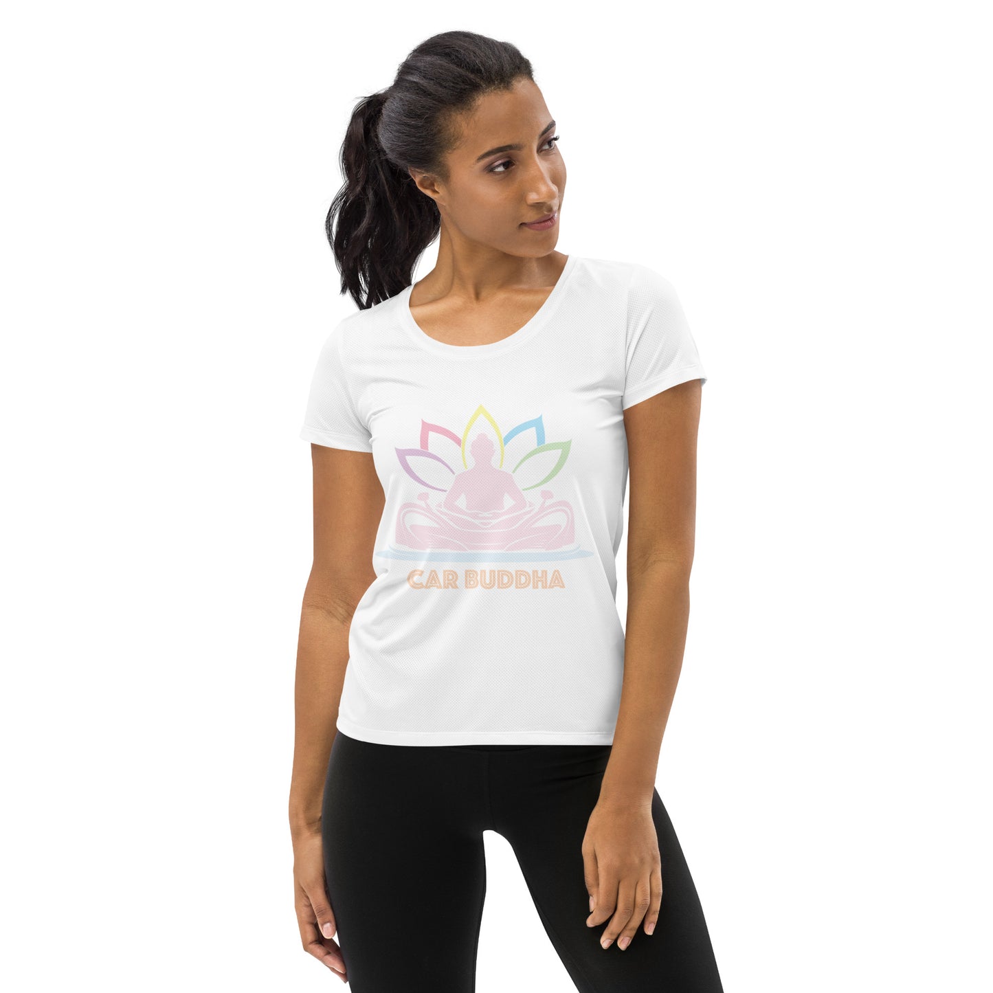 All-Over Print Women's Athletic Car Buddha Supporter T-shirt