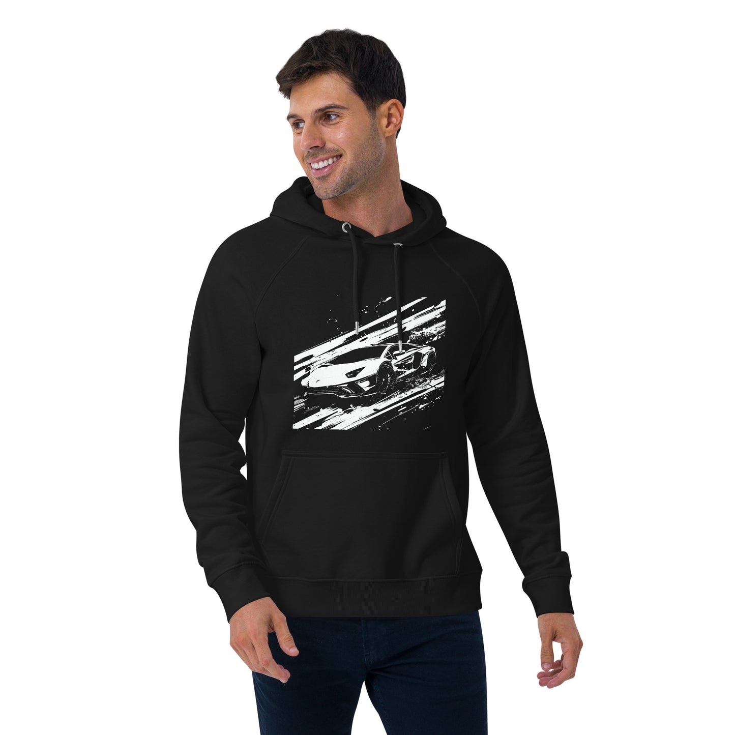 B&W Lambo Splash Unisex eco raglan hoodie